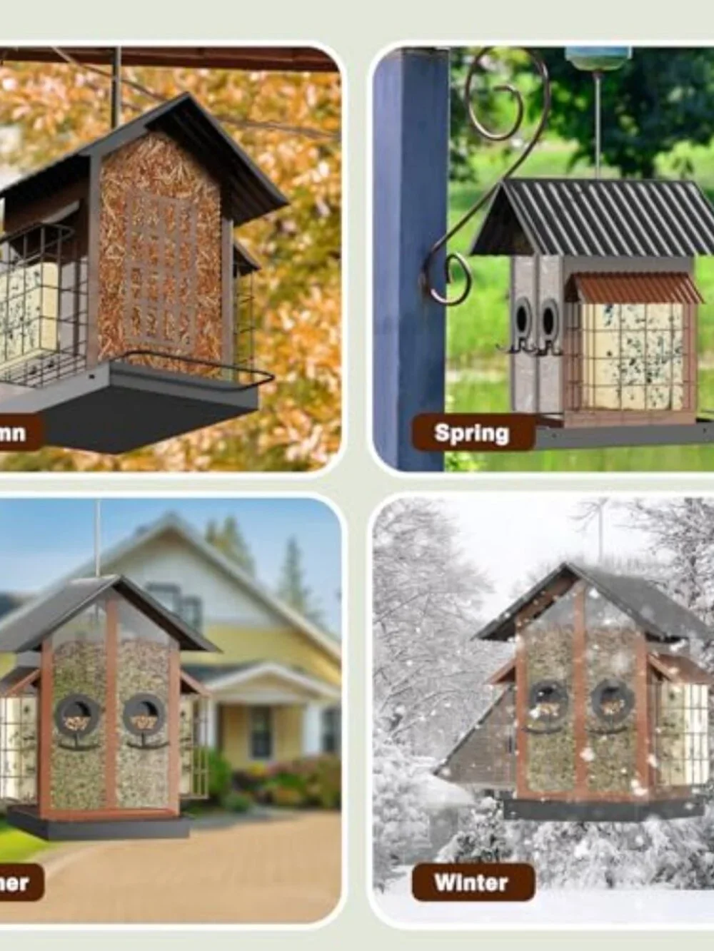 New Bird Feeders for Outdoors, Metal Bird Feeder with Double Suet Cage Weatherpr